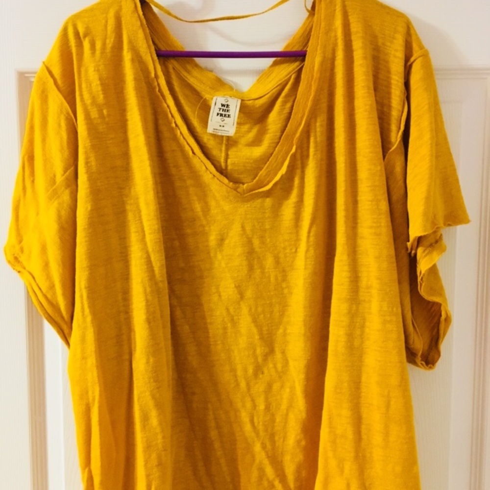 Free People Boyfriend Tee Size Medium - Yellow